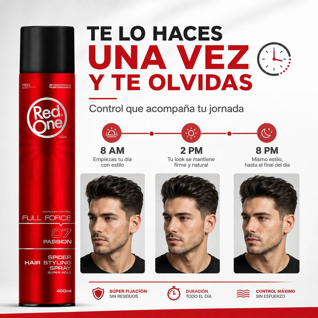 Laca Fijadora Red One Fijación Fuerte Control 12h  - 400ml