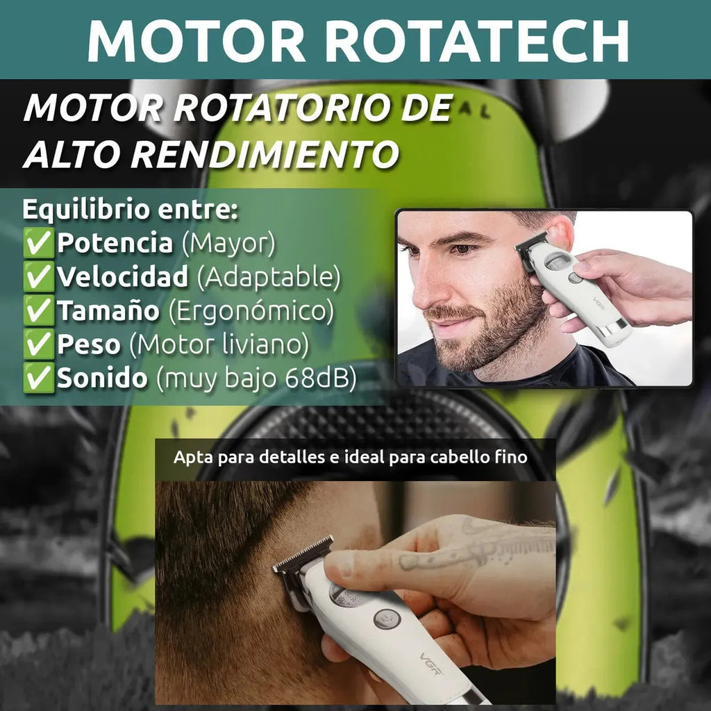 Maquina Corta Pelo Vgr V-880t Bldc 7200rpm Trimmer Patillera