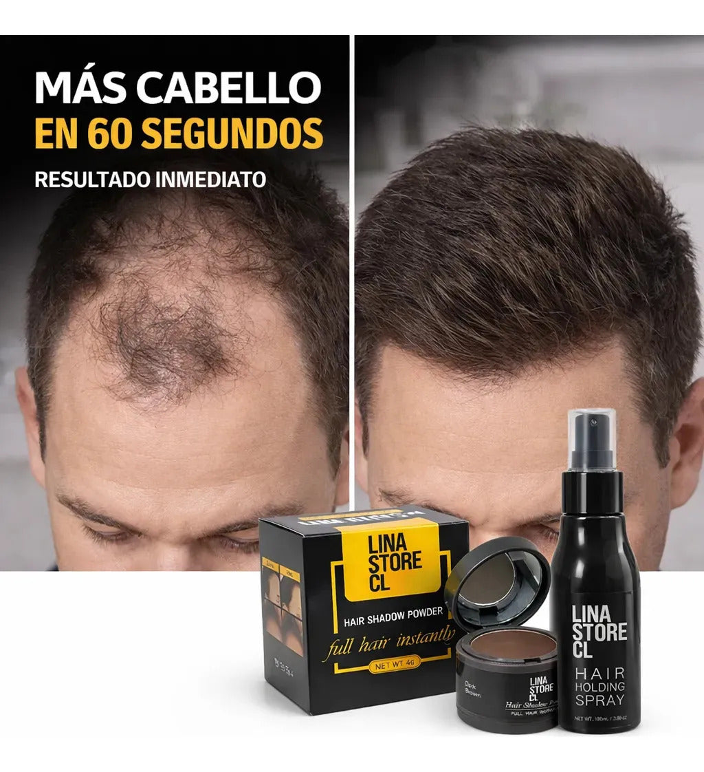 Polvo Capilar De Cabello Efecto Castaño + Fijadora Capilar