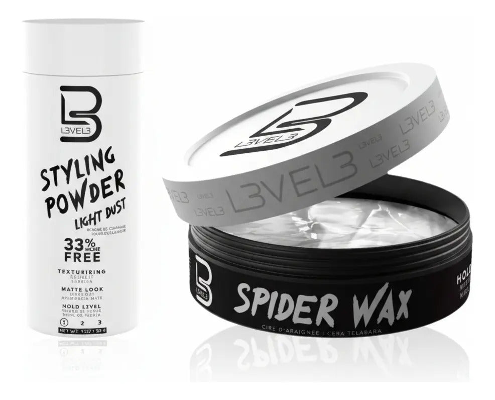 Kit Level 3: Polvo Texturizador Negro + Cera Spider Wax - Volumen y Fijación