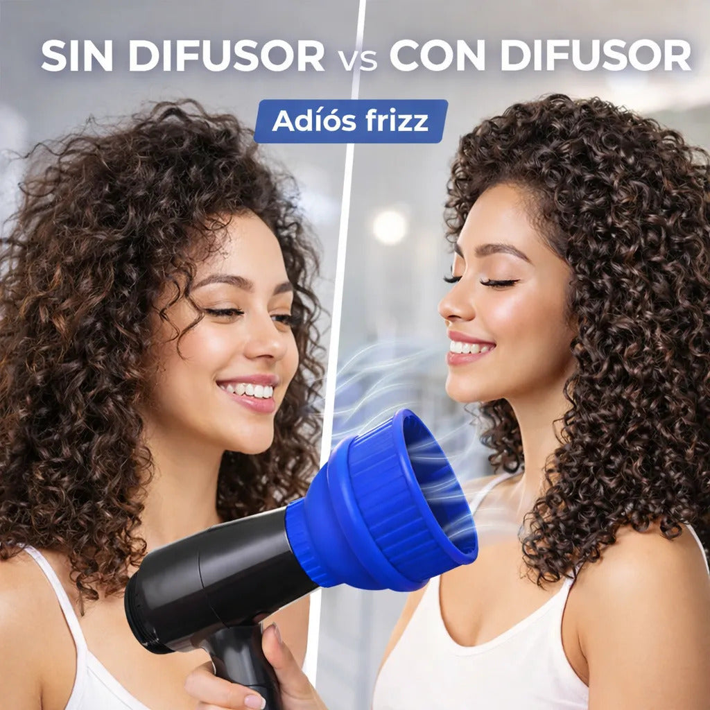 Difusor De Secador Silicona Plegable Universal Negro Fucsia