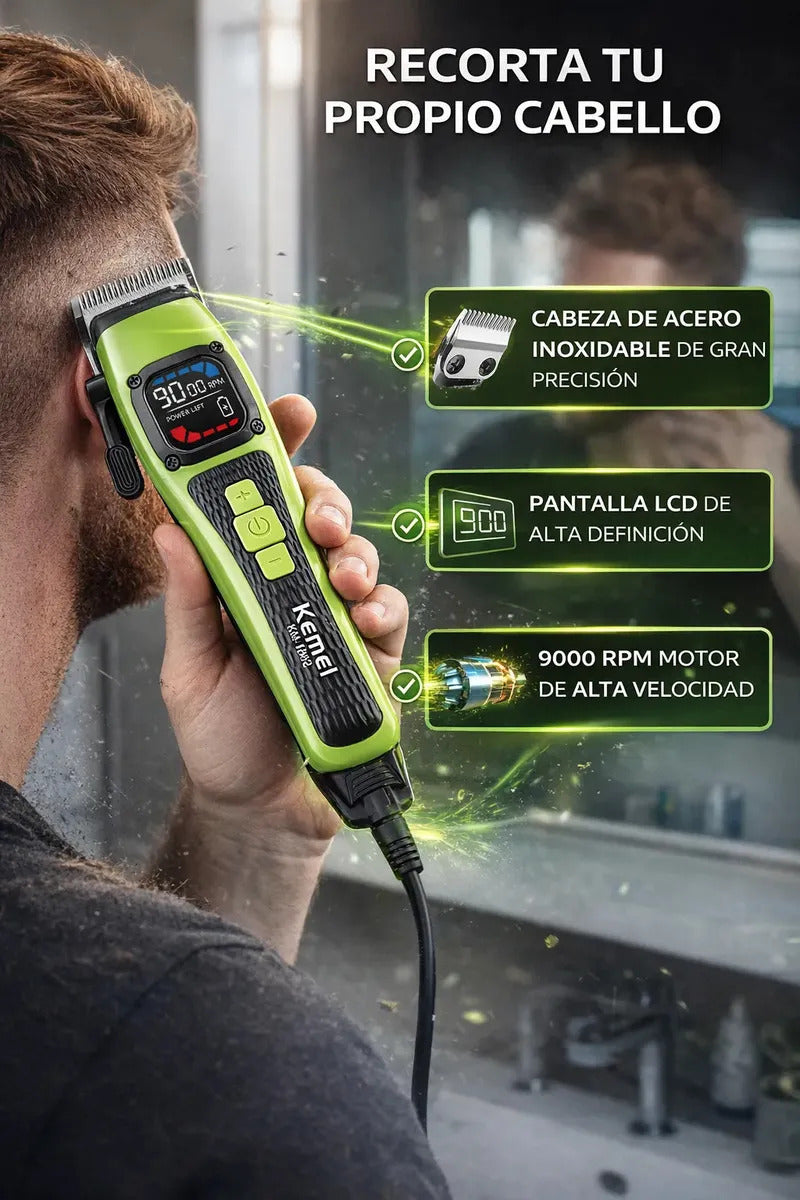 Máquina Corta Pelo Profesional Kemei Km-1862 Color Verde