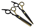 Set de Tijeras Profesionales de Corte y Entresacado | Acero Inoxidable Negro y Dorado