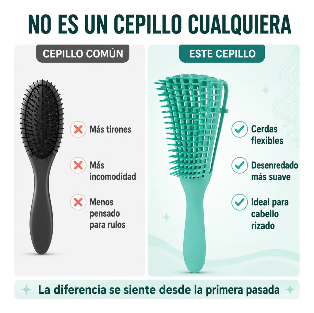 Cepillo  Cabello Rizado Desenreda Fácil Cerdas Verde