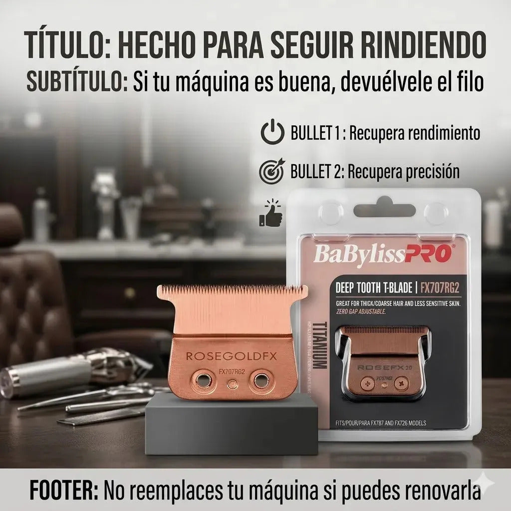 Repuesto Cuchilla Babyliss Pro Rose Gold Deep Tooth Fx707rg2