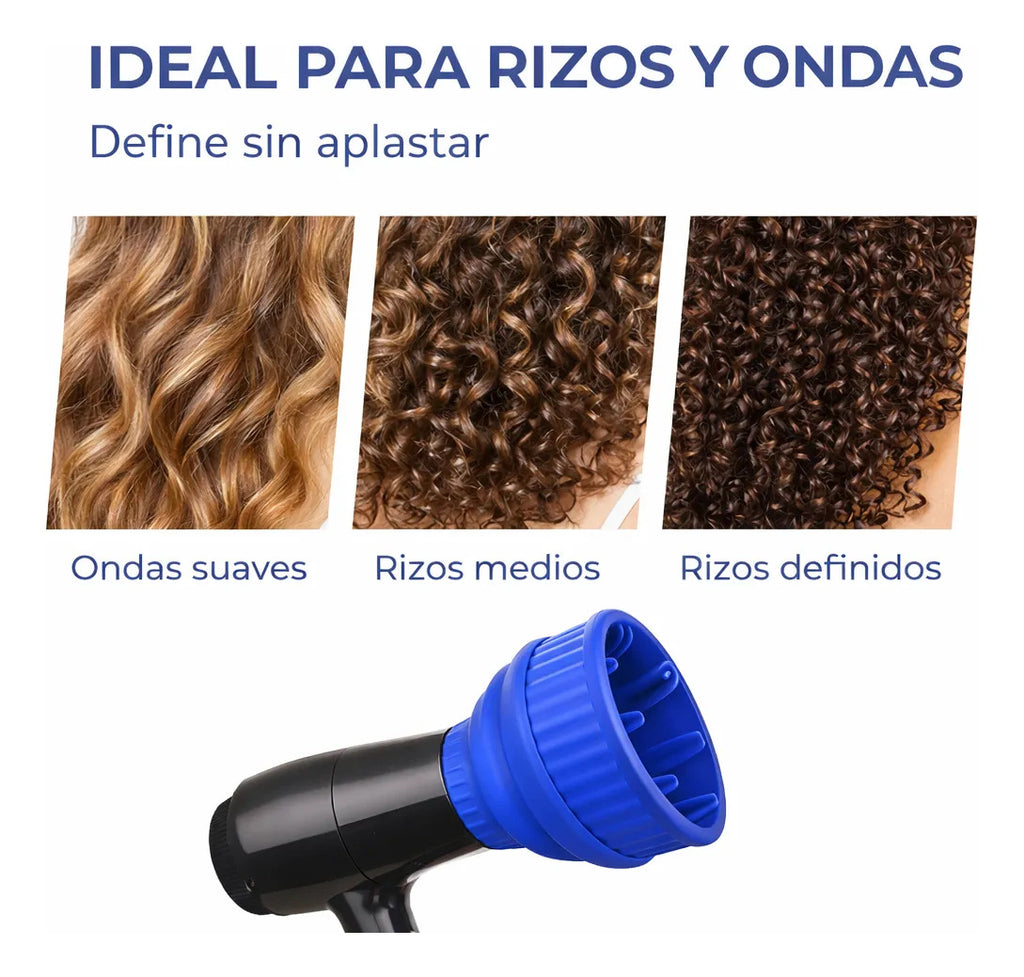 Difusor De Secador Silicona Plegable Universal Negro Fucsia