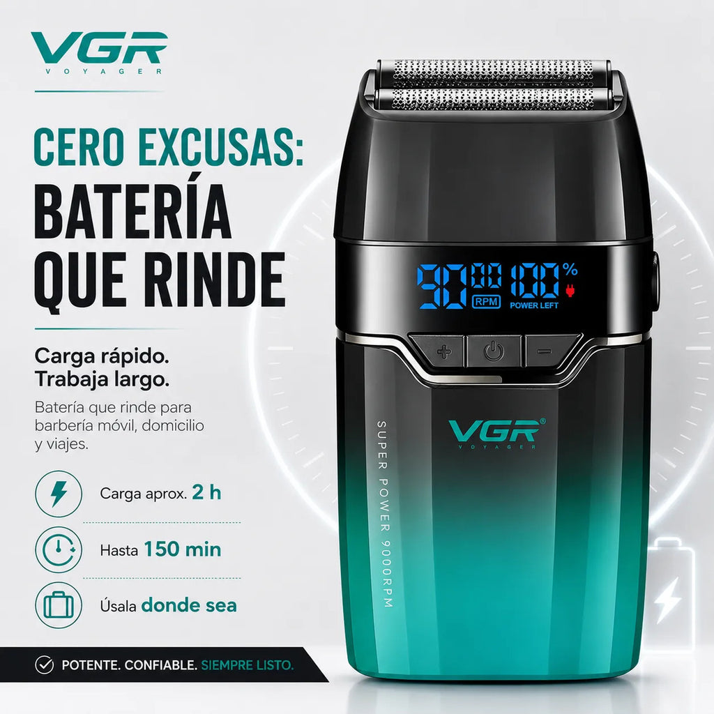 Afeitadora Vgr Barba Carga Rápida Shaver 9000 Rpm - V-308
