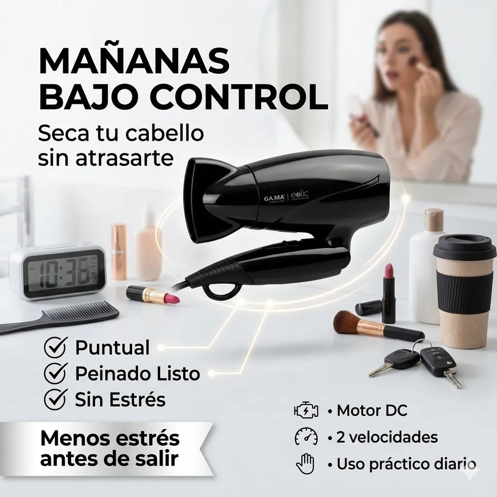 Secador De Pelo Gama Mini Plegable Italy Eolic Travel 1500w