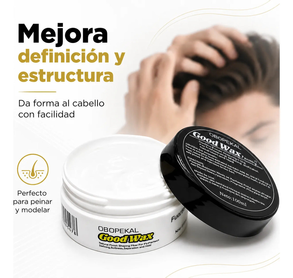 Cera Obopekal Para Barba Cabello Gel Pomada Capilar Barbería