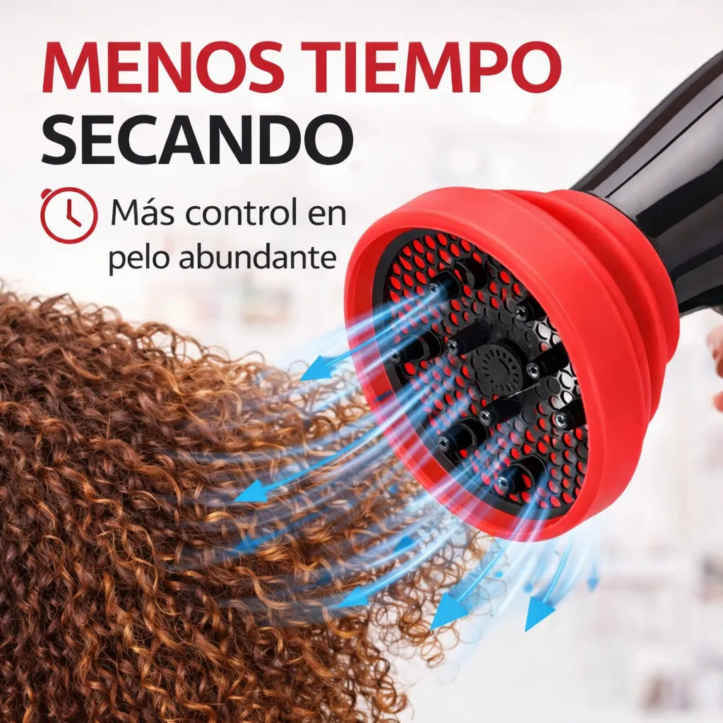 Difusor De Secador Silicona Plegable Universal Negro Fucsia