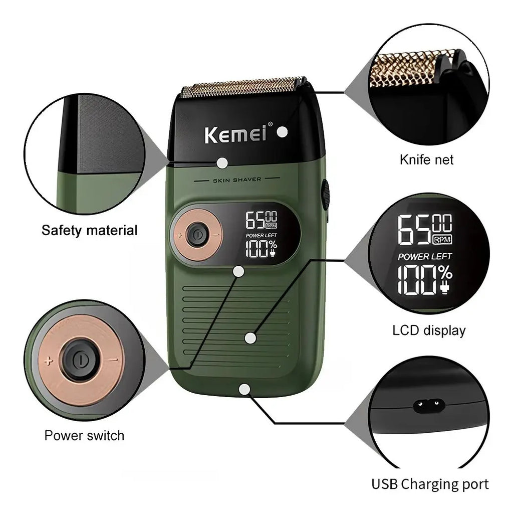Afeitadora Profesional Kemei KM-2026: Rasuradora Dual con Pantalla LCD