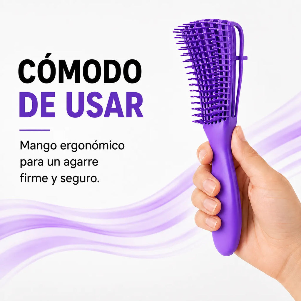 Cepillo  Cabello Rizado Desenreda Fácil Cerdas Violeta
