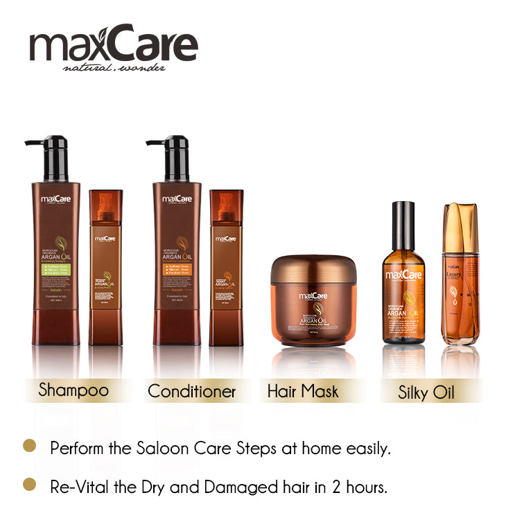 Pack MaxCare Argan Oil 800ml - Shampoo y Acondicionador Reparación Profunda