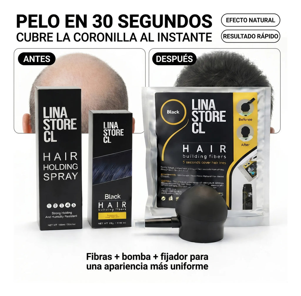 Kit Polvo Negro Fibras Capilares +bomba+fijador +sobre Carga