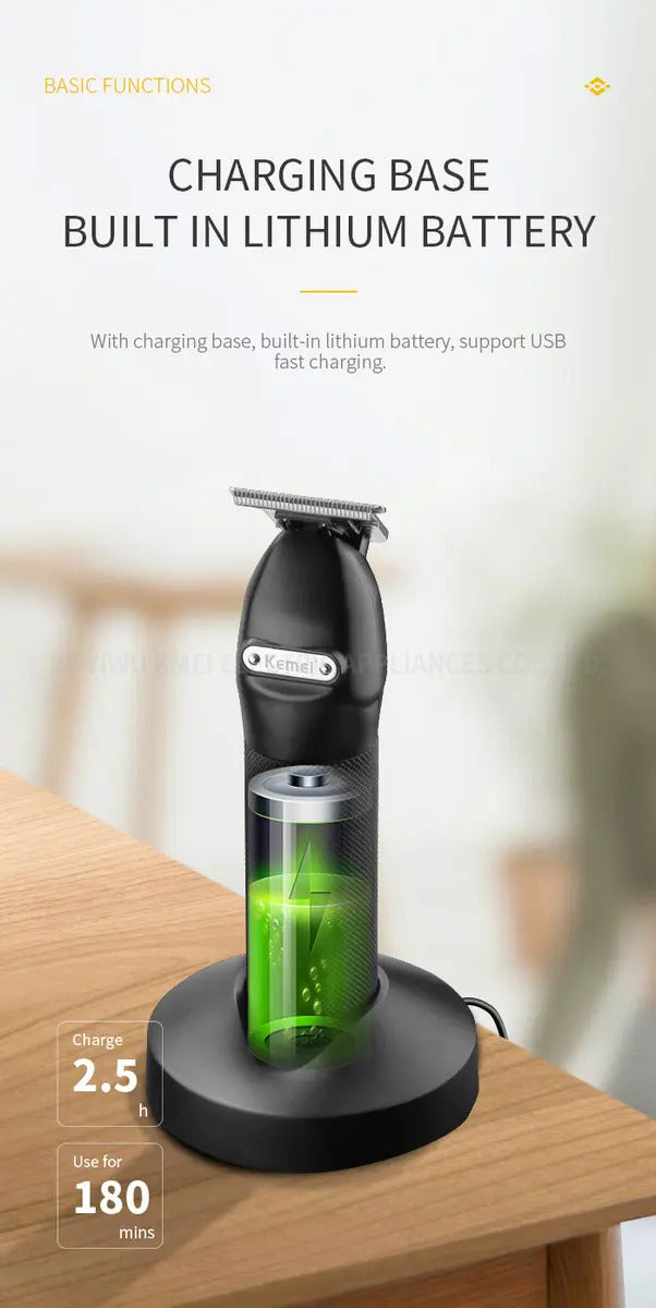 Pack Barbería Profesional Kemei: Trimmer KM-1753 + Máquina Rasuradora KM-3381