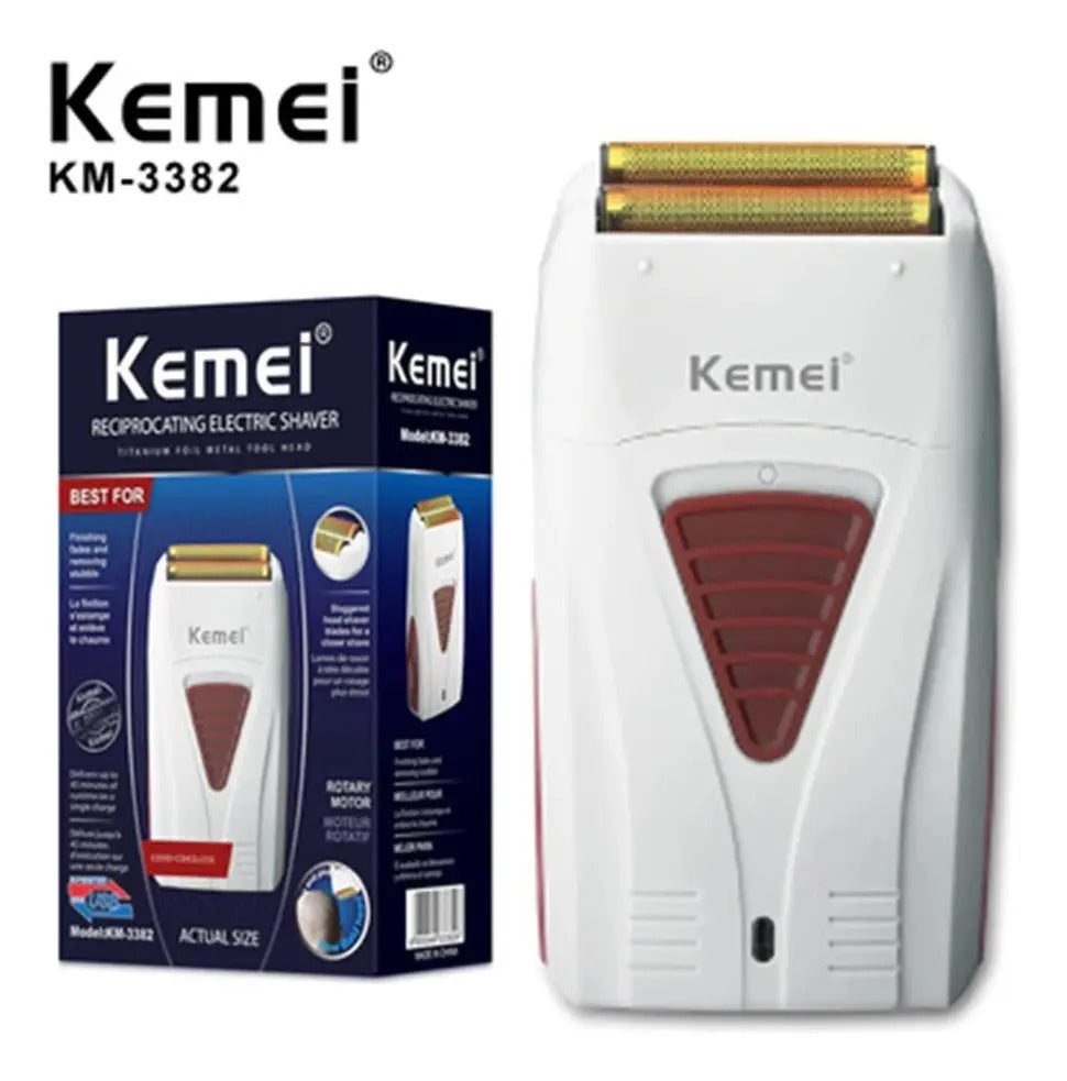 Afeitadora Profesional Kemei KM-3382 Gold: Shaver Inalámbrica con Cuchillas de Titanio