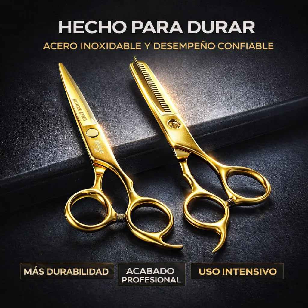 Set 2 Tijera Filo Navaja Peluquería Profesional Con Estuche