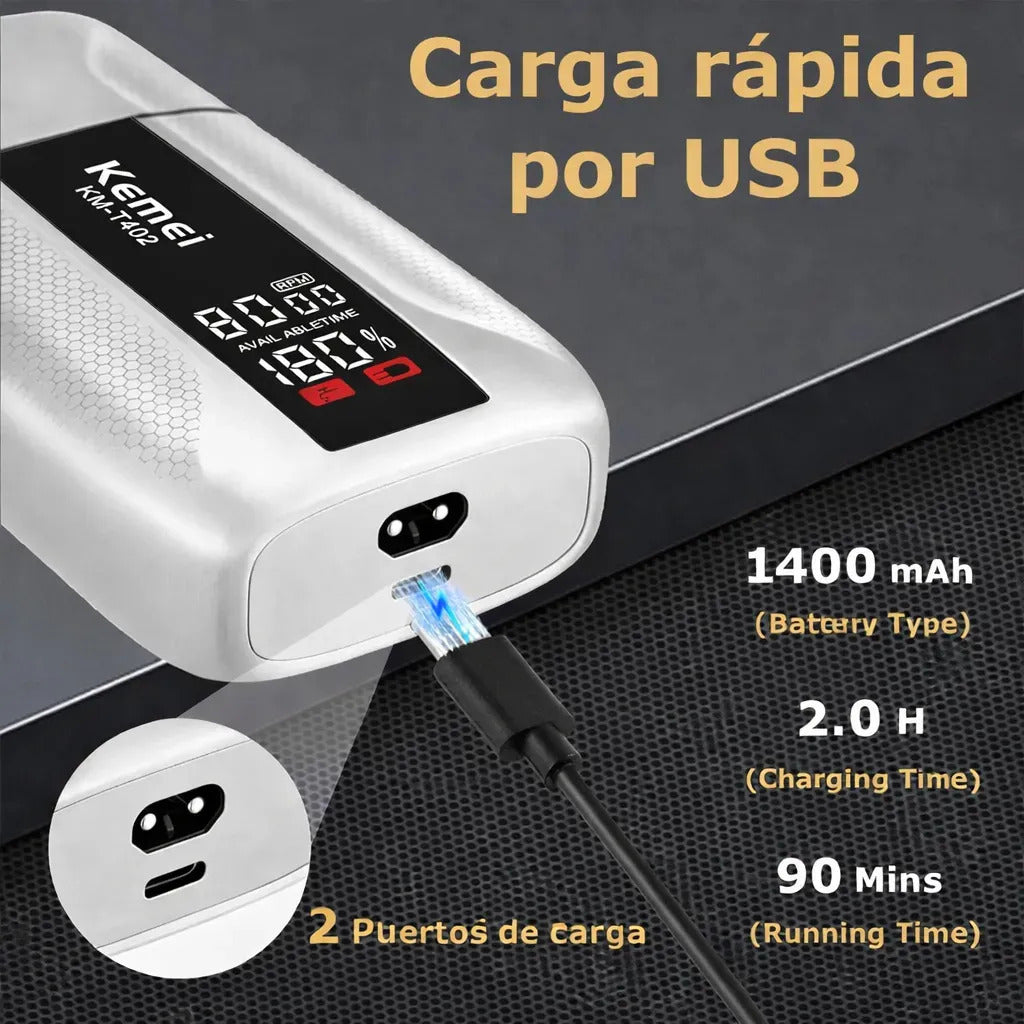 Maquina Corta Pelo Shaver Kemei T402 Electrica 10000rpm