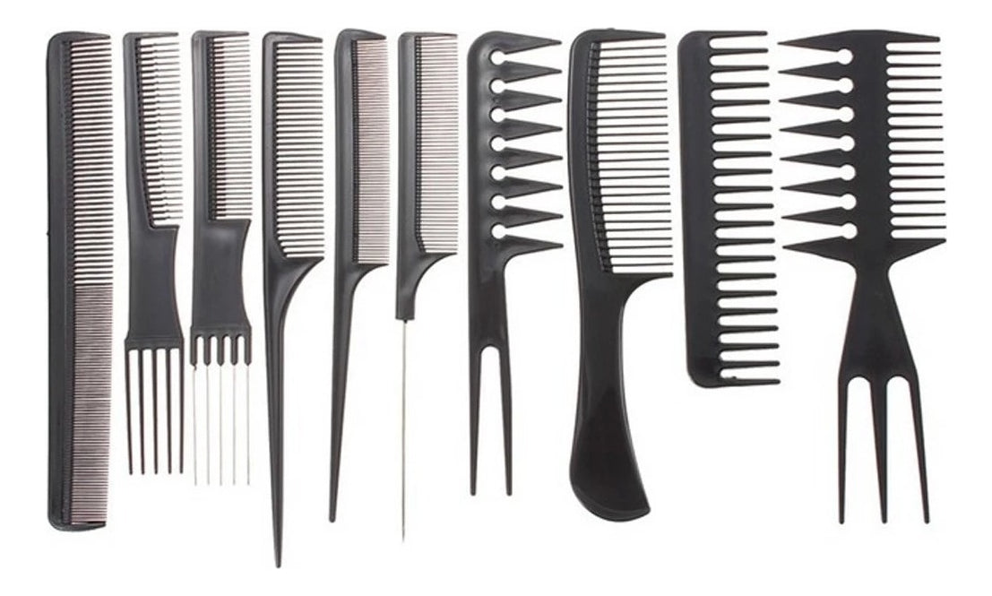 Set 10 Peinetas Negras Peluqueria Barberia