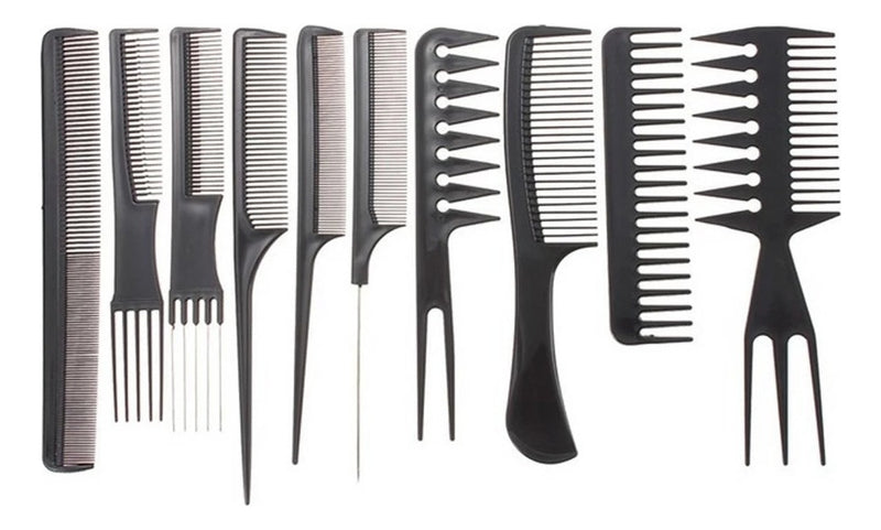 Set 10 Peinetas Negras Peluqueria Barberia