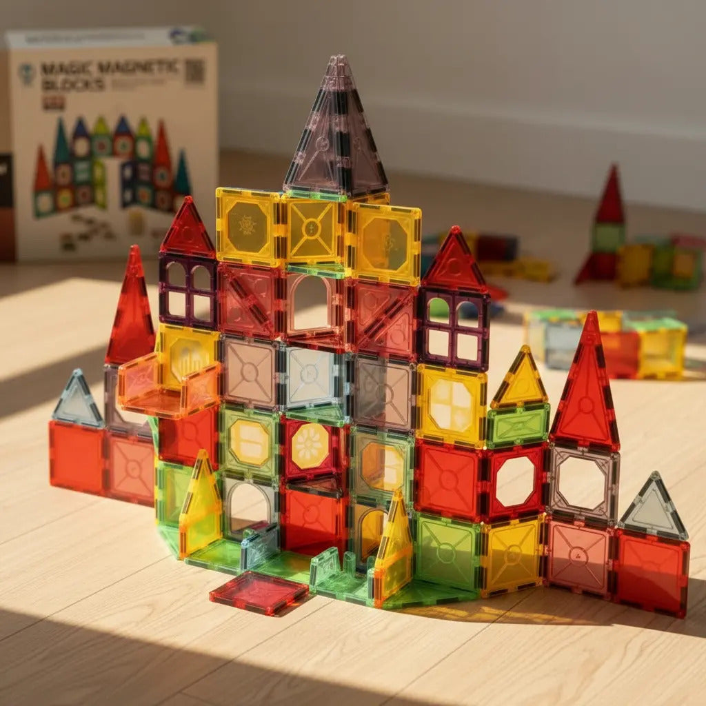 Magnetic Tiles Juego Magnético 52 Piezas – Bloques de Construcción Didácticos