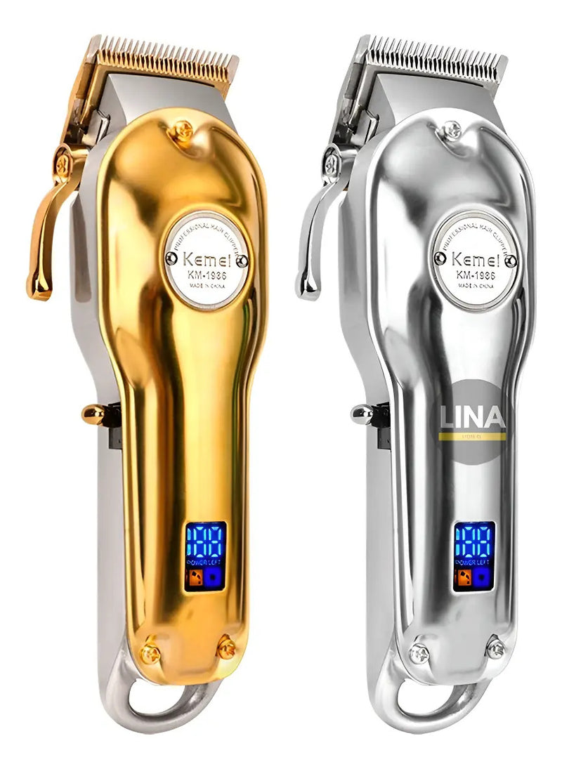 Máquina Cortadora de Pelo Profesional Kemei KM-1986 Inalámbrica Metálica con Pantalla LCD