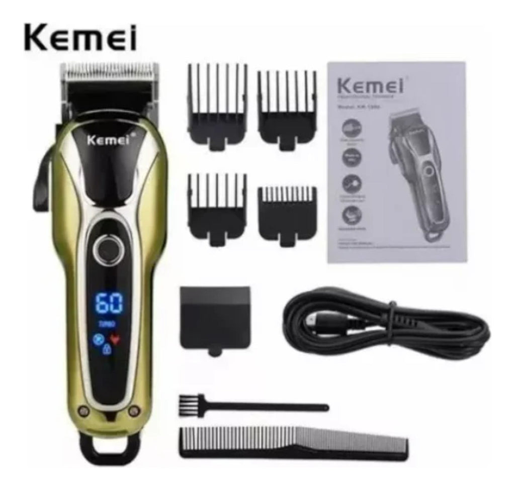 Cortadora Kemei 1990 Negra y Dorada 110v/240v Profesional
