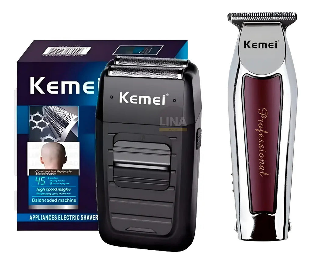 Pack Gold Kemei: Trimmer Profesional KM-1949 + Shaver Rasuradora TX1