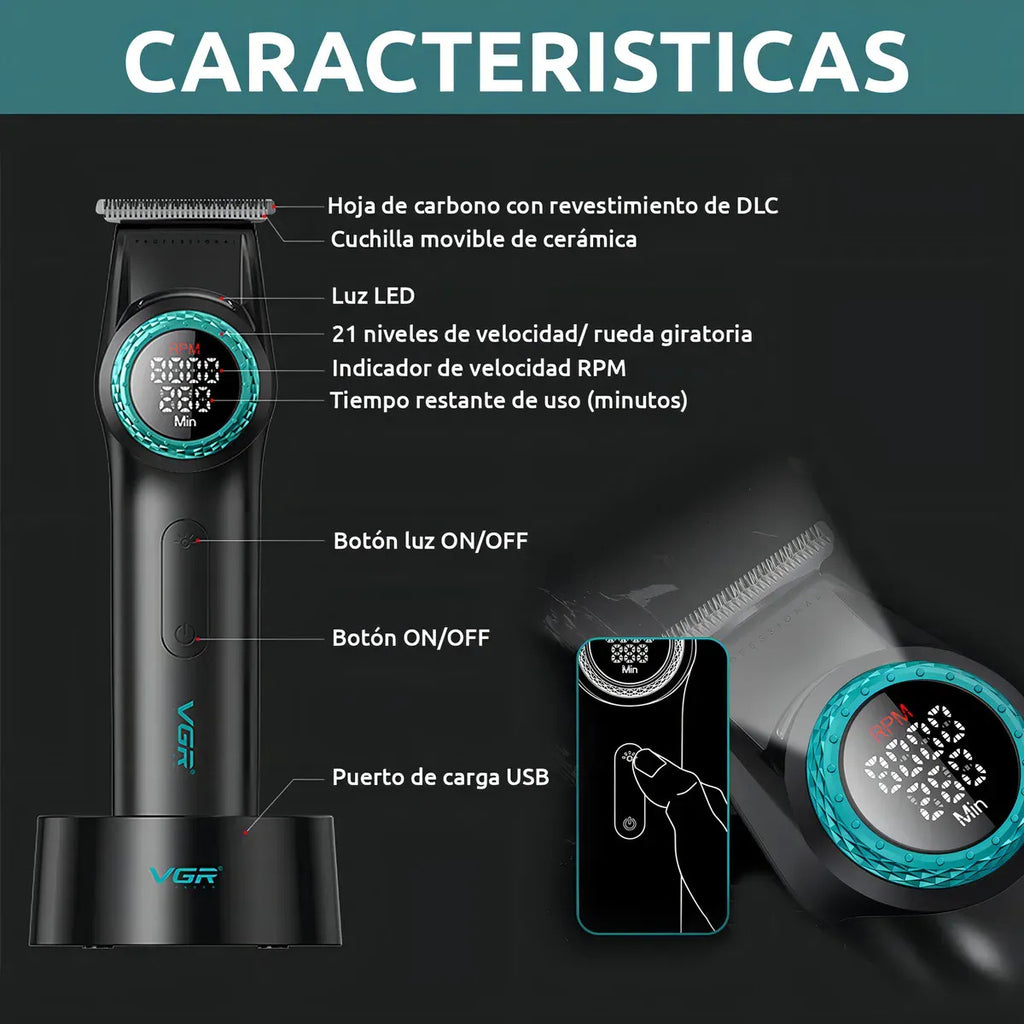 Cortadora De Pelo Profesional VGR 977 Alta Duración Batería 2500mah