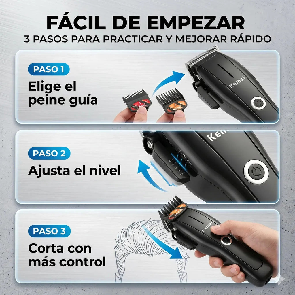 Maquina Corta Pelo Kemei 2286 Cortadora Cabello Negro Barber