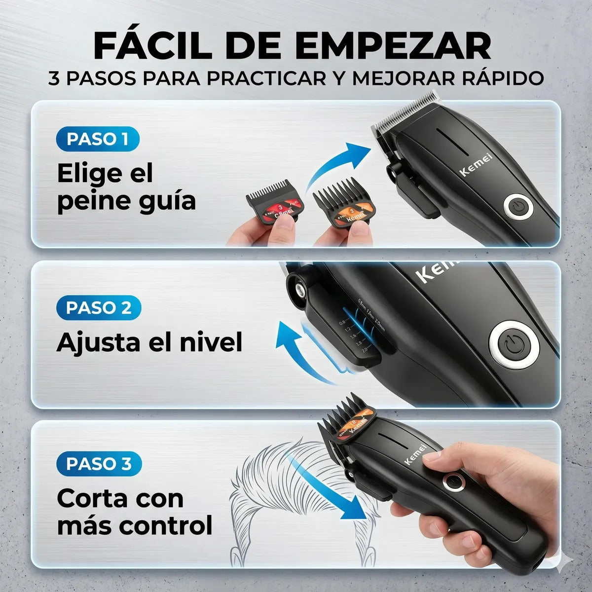 Maquina Corta Pelo Kemei 2286 Cortadora Cabello Negro Barber