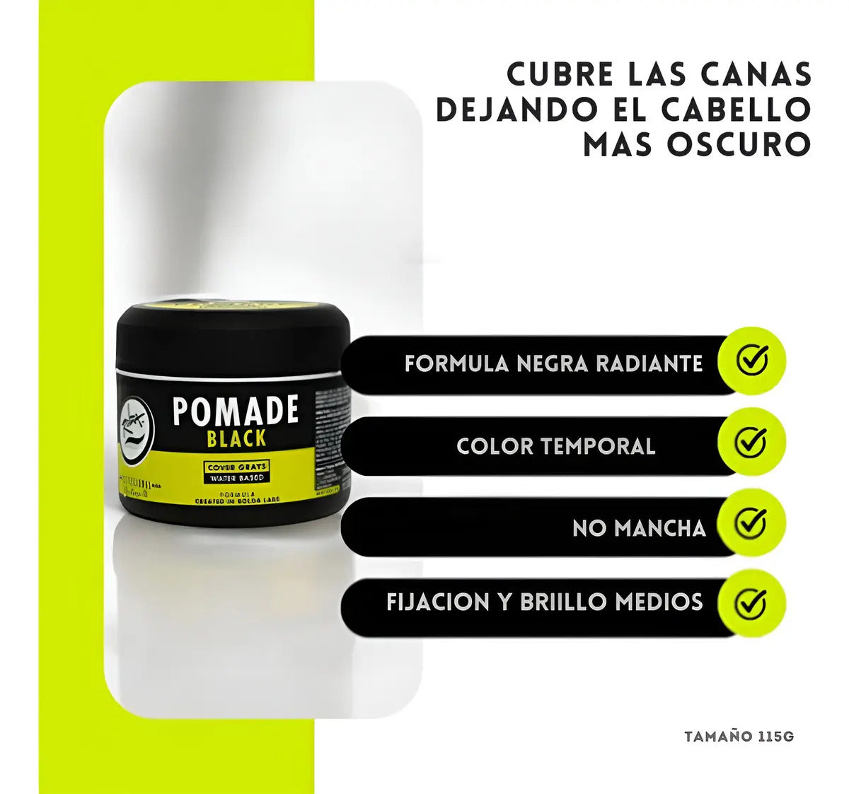 Pomada Cubre Canas Rolda Black 115g - Fijación y Brillo Medio