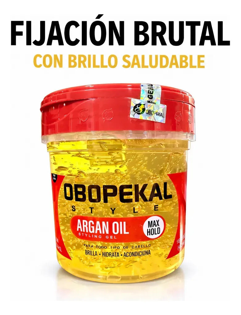 Gel Fijador De Cabello Efecto Brillo Con Aceite Argán Obopeckal