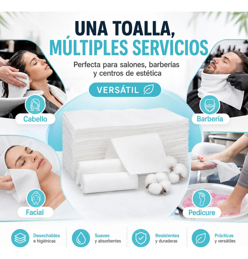 Pack 100 Toallas Desechables Para Cabello Uso Profesional