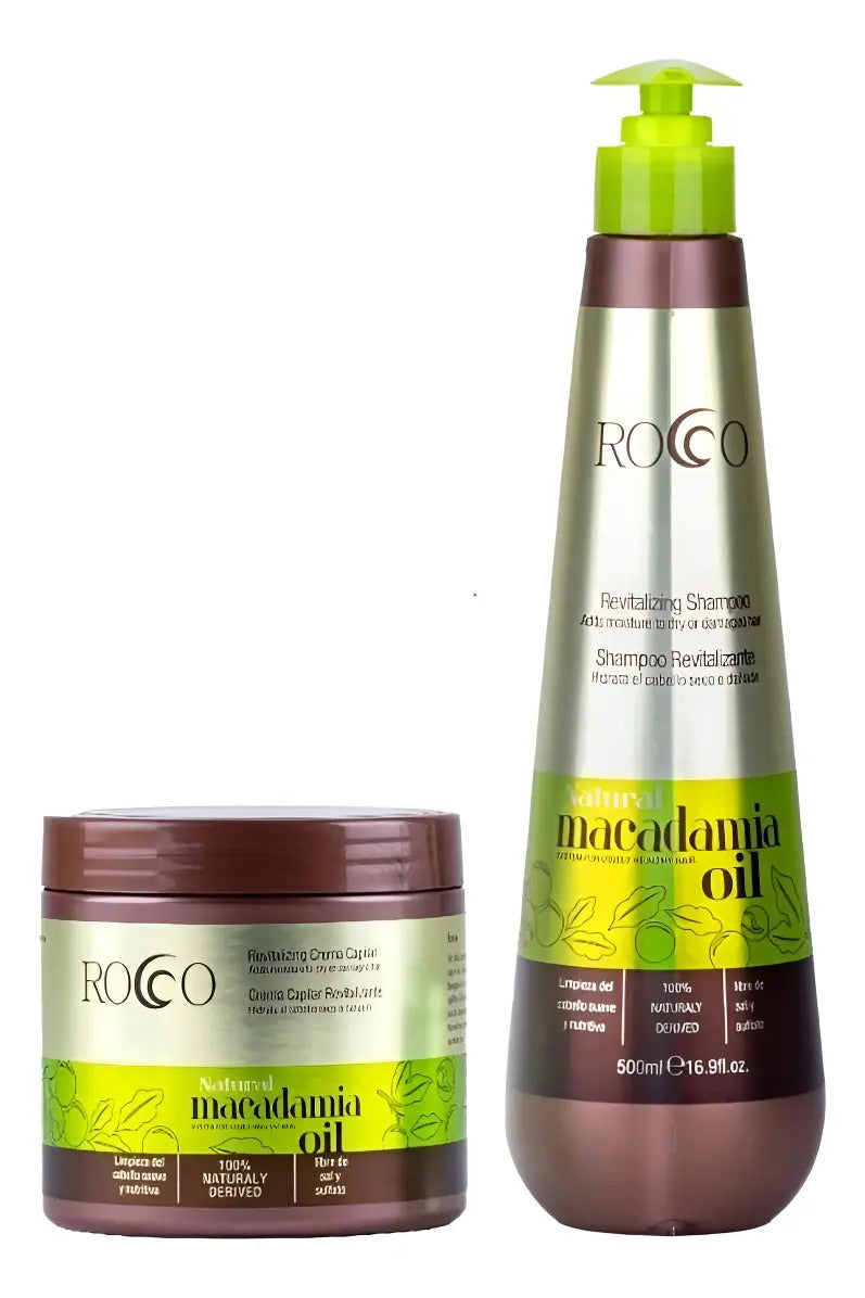 Pack Rocco Macadamia Natural Oil Profesional - Shampoo y Crema Hidratante 500ml
