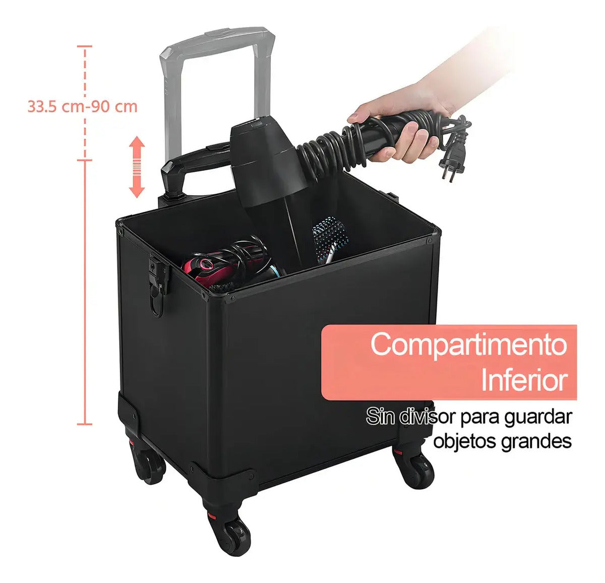Maleta Trolley Profesional 4 en 1 con Ruedas 360° - Estación de Barbería Móvil