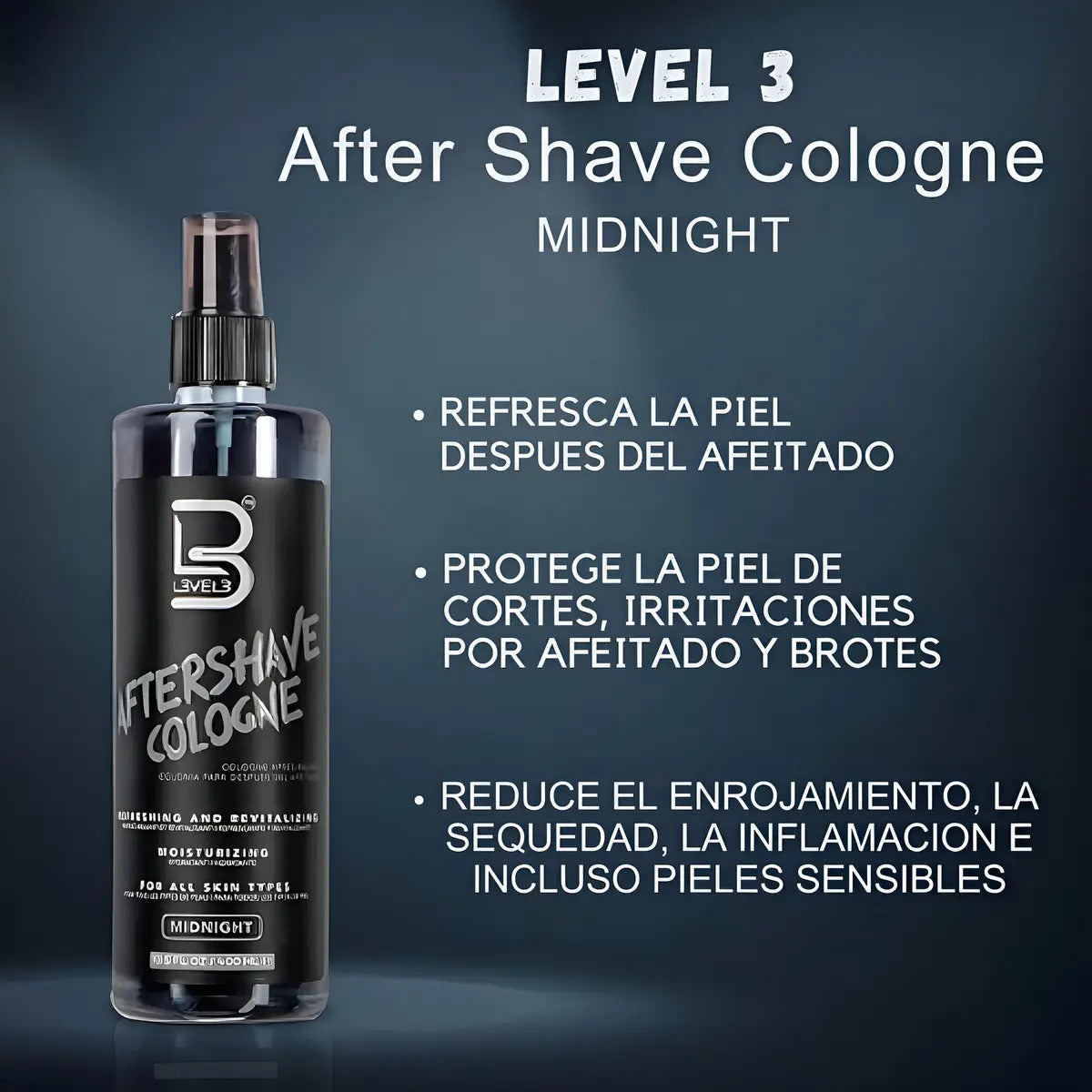 After Shave Colonia Level 3 Midnight - Loción Post Afeitado Profesional 400ml