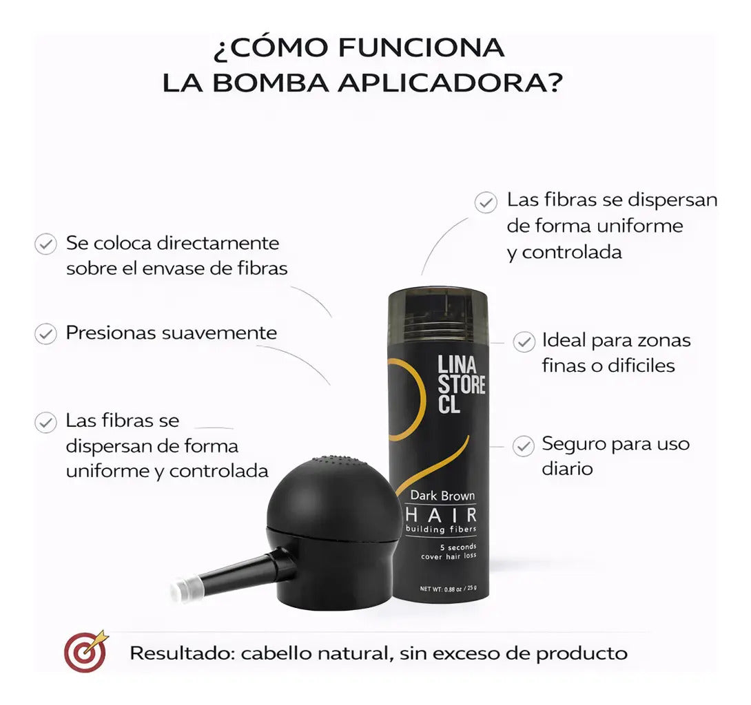 Pack Polvo Disimulado Calvicie Fibra Capilar + Bomba Spray
