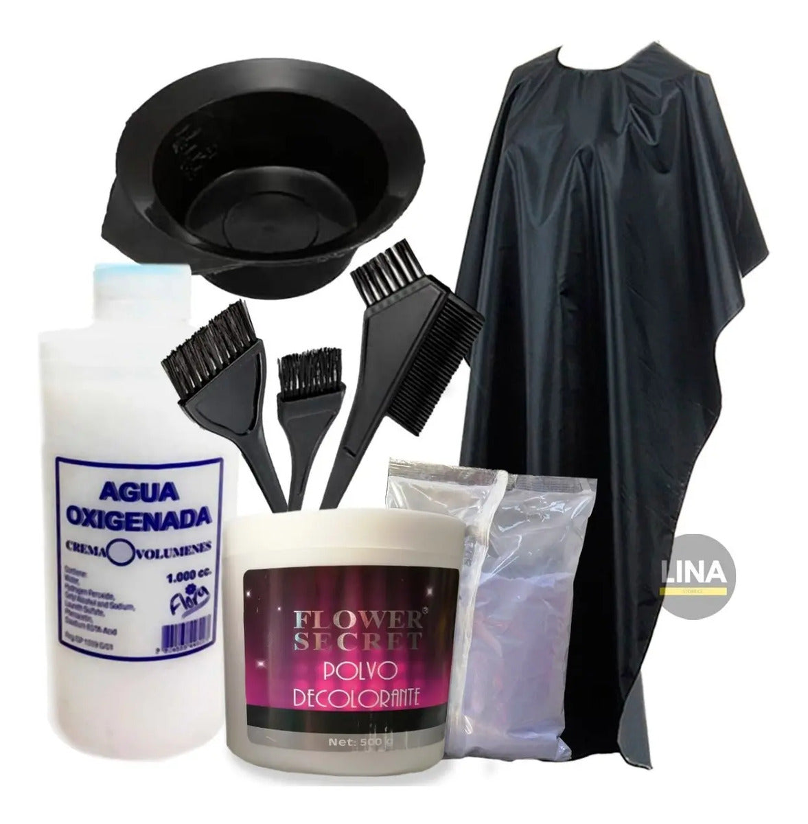 Kit Decoloración Completo 500g + Oxidante 1L + Accesorios Profesional