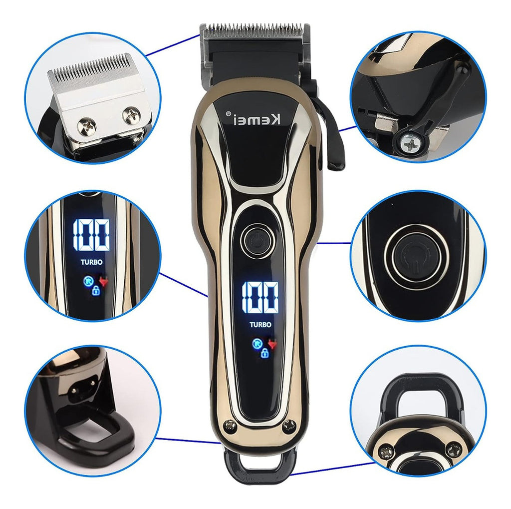 Pack Inicial Barbería Kemei: Clipper 1990 + Shaver 1102 + Trimmer Buddha 1974-A