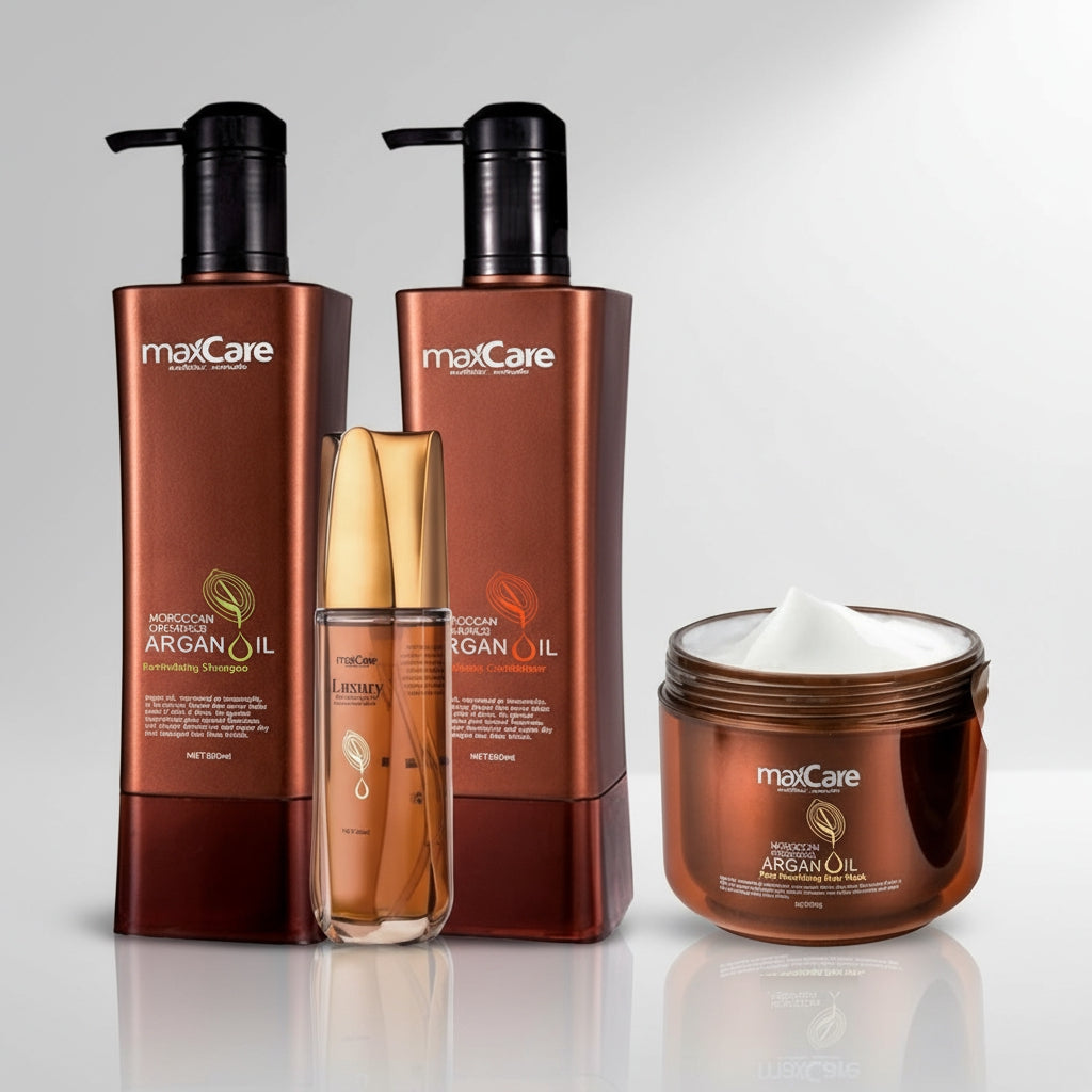 Kit de Cuidado Capilar Max Care Argan Oil - Shampoo + Acondicionador + Crema