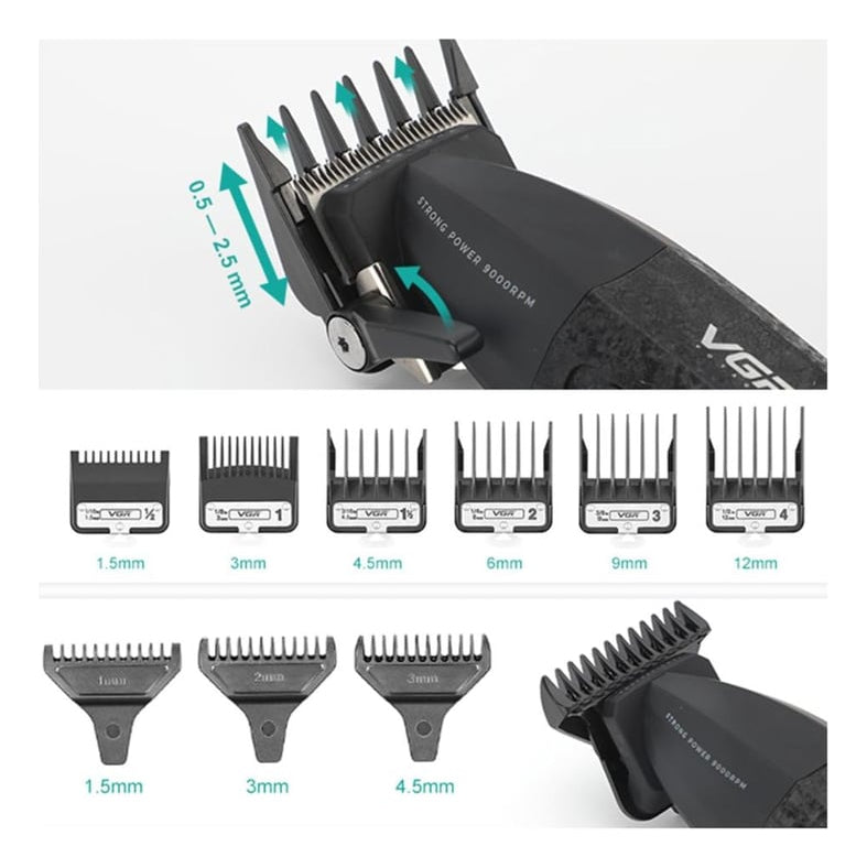 Combo VGR V640 Clipper + Trimmer Profesional 9000RPM Barbería Recargable