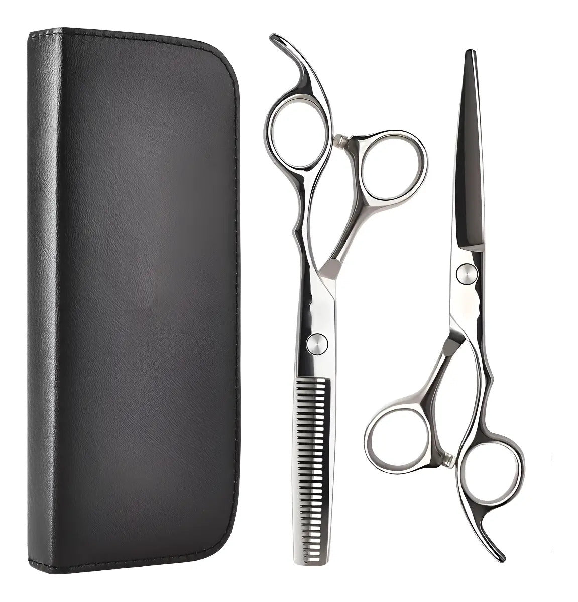 Set De Tijeras Filo Navaja + Esculpidora Barberia-peluqieria