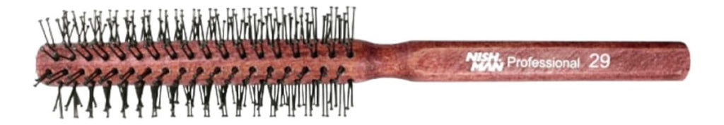 Cepillo Redondo de Madera Nishman Hair Brush 29 - Profesional para Secado y Modelado