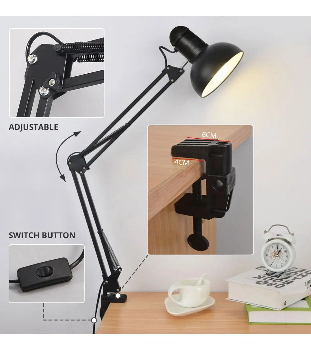 Lámpara de Escritorio Profesional con Brazo Flexible y Altura Extra de 84cm