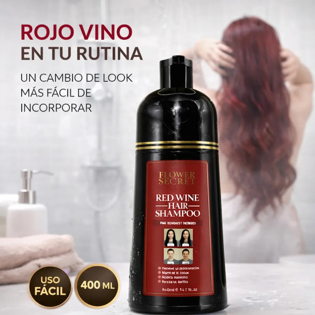 Shampoo Cubre Canas Rojo Flower Secret Color Intenso 400 Ml