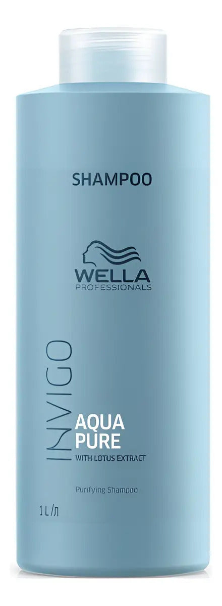Shampoo Antiresiduos Wella Invigo Aqua Pure 1000ml - Limpieza Profunda Profesional
