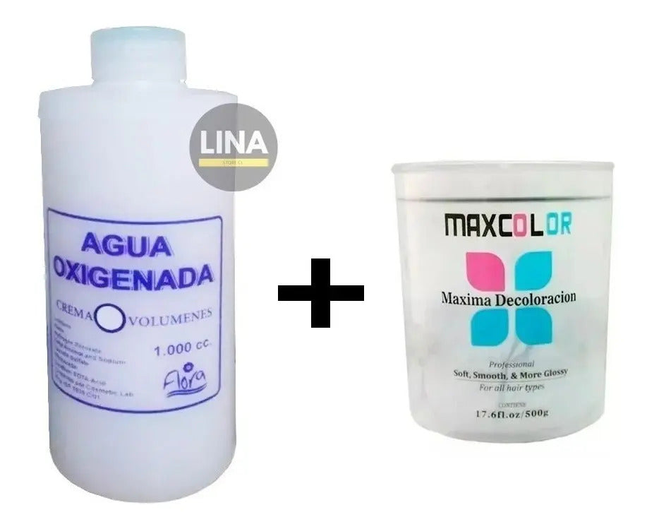 Pack Decoloración Maxcolor 500g + Oxidante 1L Flora Kit Profesional