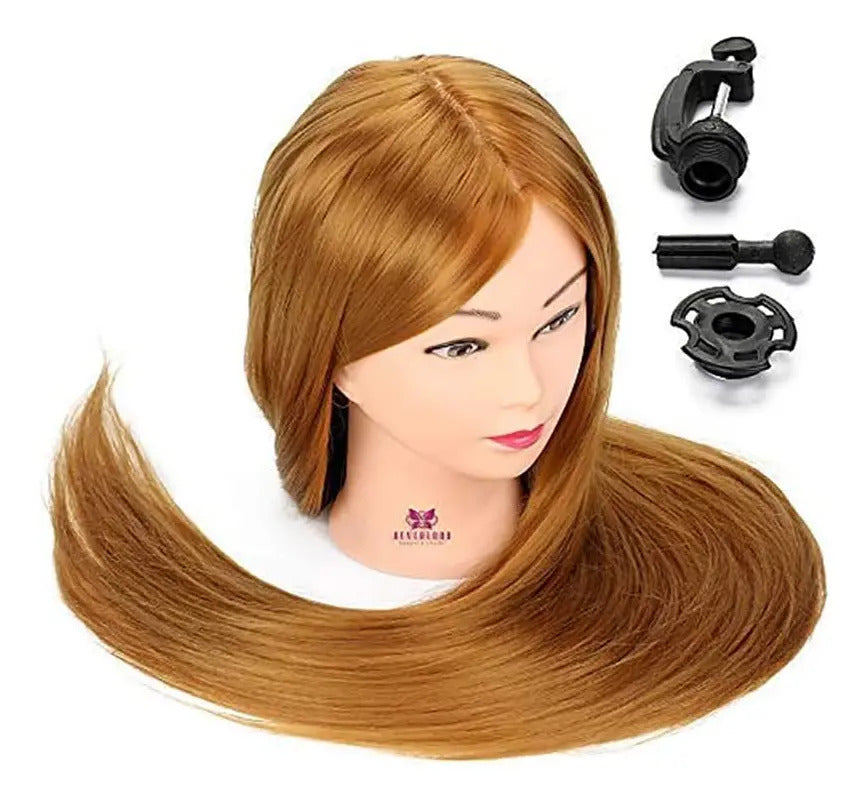 Cabeza de Práctica Profesional 60 cm - Maniquí de Peluquería con Soporte