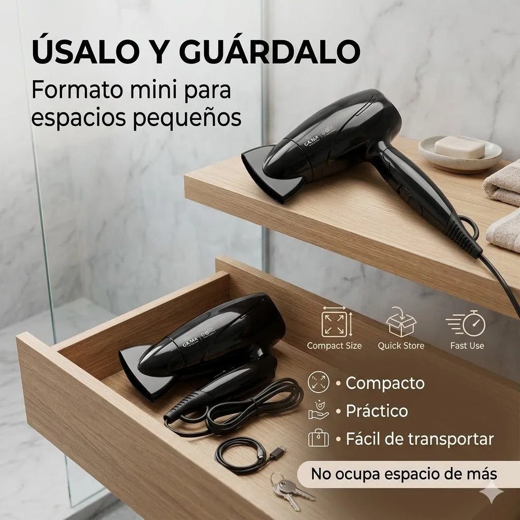 Secador De Pelo Gama Mini Plegable Italy Eolic Travel 1500w